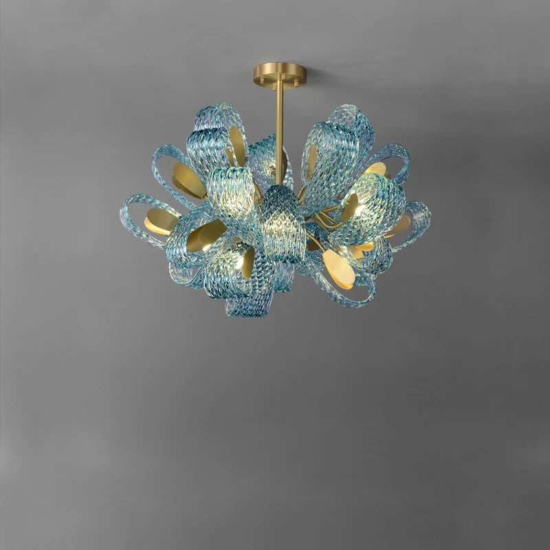 Modern blue glass pendant light for hallway, bar or bedroom
