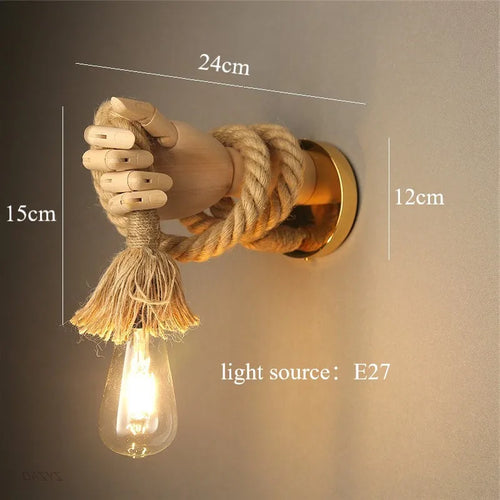 Nordic hemp rope wall light in retro industrial style - vue 9 sur 8