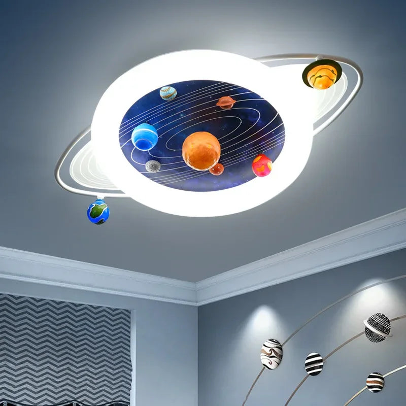 sandyha ceiling light for children with astronauts and planets led - vue 3 sur 11