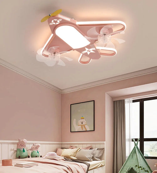 Modern children's ceiling fan with dimmable LED lighting and remote control - vue 2 sur 10