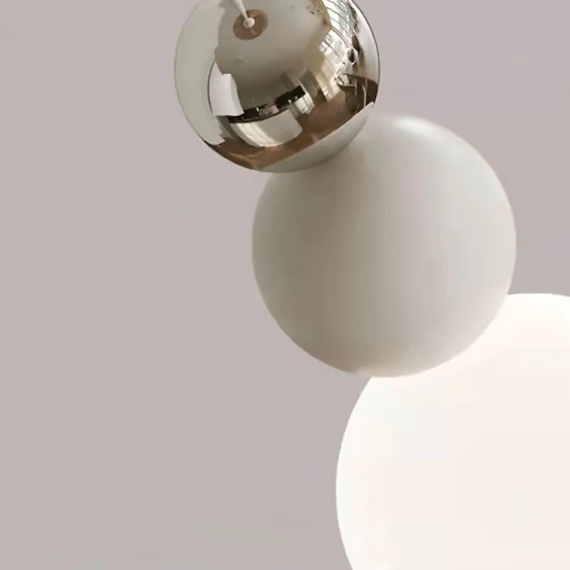 Nordic white glass pendant lamp with adjustable wire decorative light - vue 5 sur 7