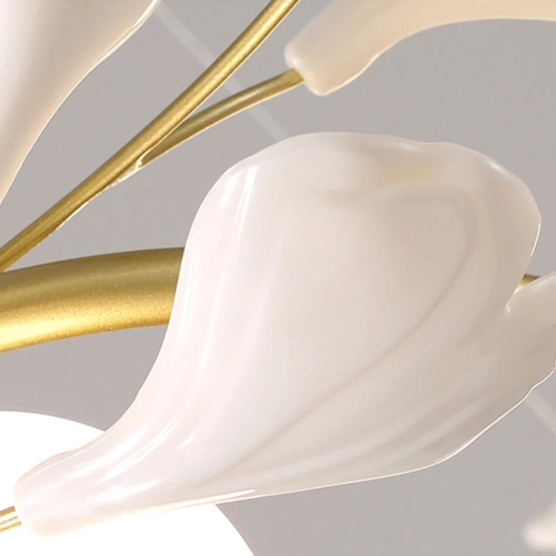 Nordic glass ginkgo LED pendant light - vue 6 sur 11