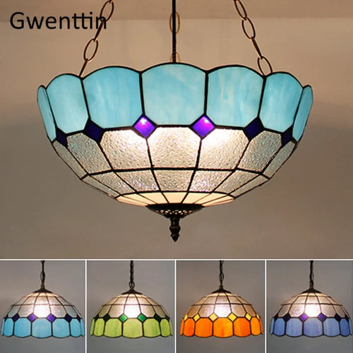 Tiffany style stained glass pendant light for interior decor - vue 2 sur 26