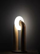 Japanese retro wooden bedside lamp with artistic design, touch control and dimmer