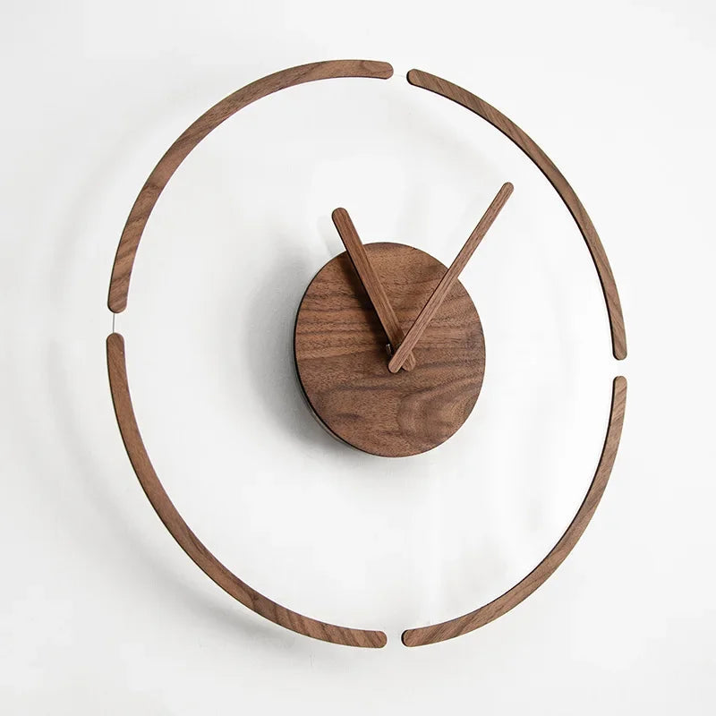 Nordic style silent walnut glass wall clock