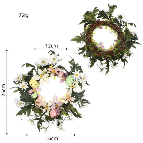 Decorative Easter wreath with bunny and hanging eggs - vue 11 sur 12