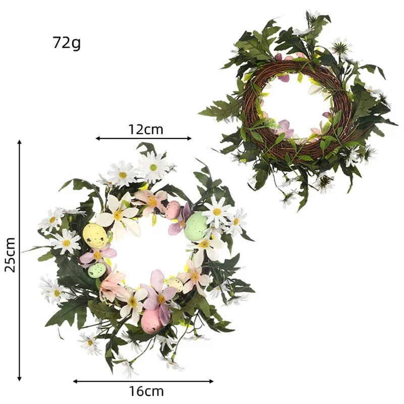 Decorative Easter wreath with bunny and hanging eggs - vue 11 sur 12