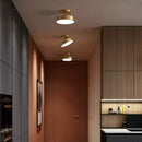 Simple round copper LED ceiling light for cloakroom