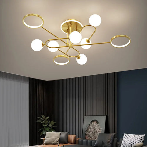 Modern glass LED chandelier - vue 3 sur 12