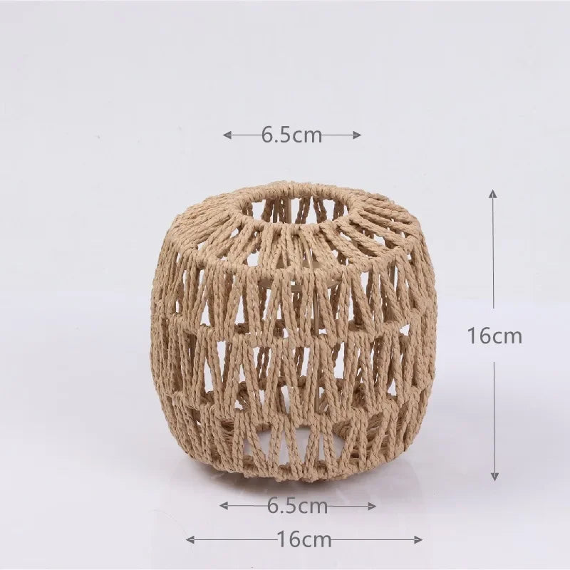 Rattan pendant chandelier with lampshade for hanging lighting - vue 13 sur 17