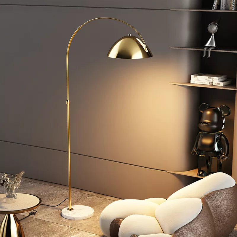 Modern minimalist chrome metal arc floor lamp