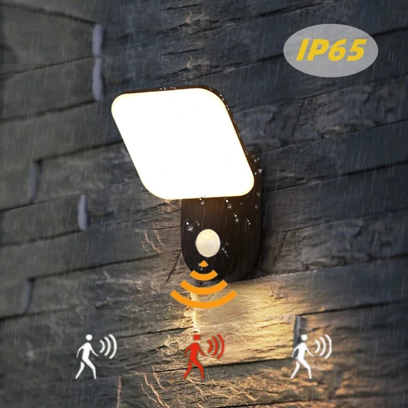 Modern outdoor LED wall light with waterproof sensor for garden
