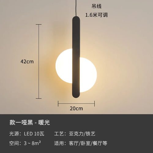 Modern geometric LED acrylic moon pendant light - vue 16 sur 24