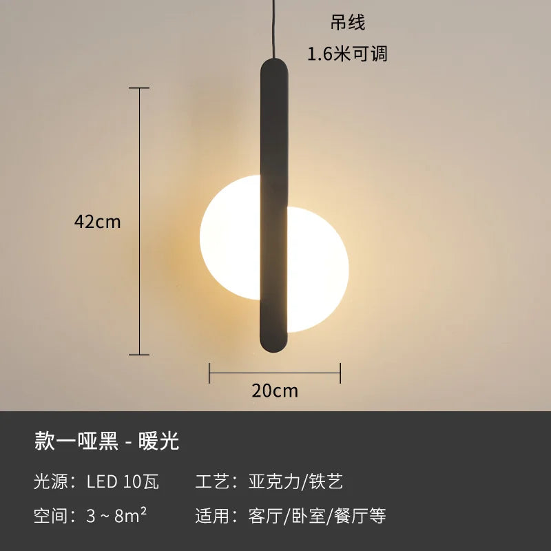 Modern geometric LED acrylic moon pendant light - vue 15 sur 24