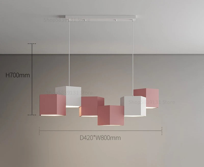 Modern simple nordic style creative hexagonal prism indoor chandelier - vue 9 sur 11
