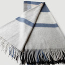 Jacquard wool check throw with fringe for living room and travel