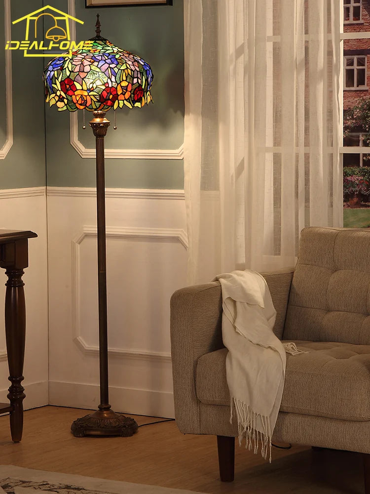 Vintage retro Tiffany LED floor lamp for interior decor ambience