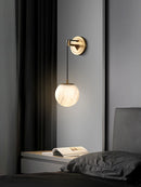 Modern bedside lamp in copper and natural marble