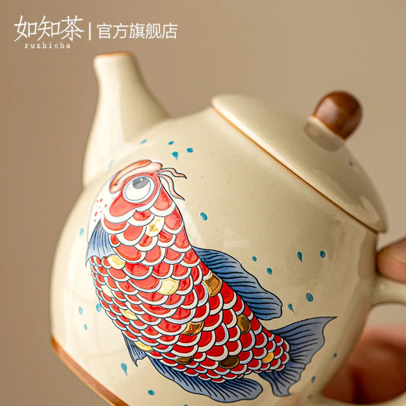 Chinese arowana ceramic retro kung fu teapot 150 ml - vue 6 sur 6