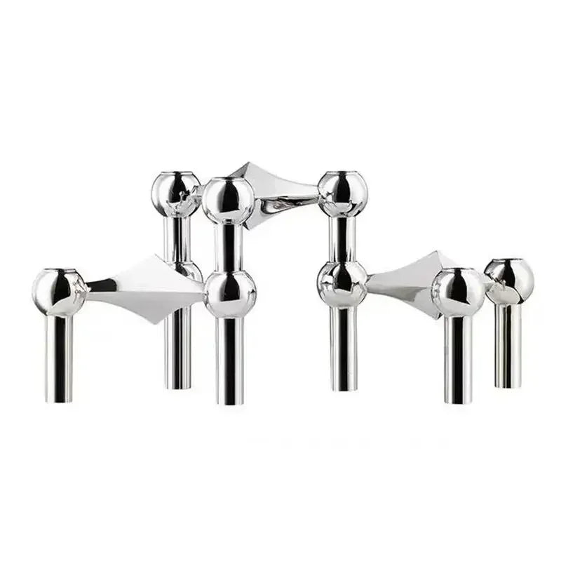 Vintage metal candlestick holders for three nordic decorative candles