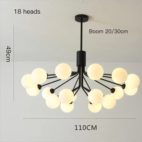 Modern glass bubble and flower decorative chandelier - vue 8 sur 12