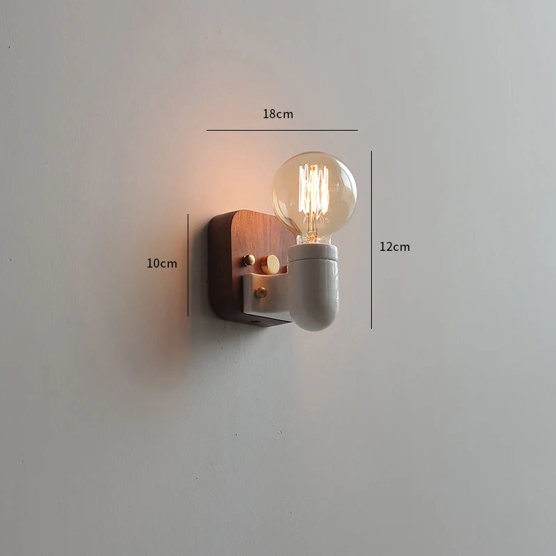 Vintage walnut wall light with pull switch - vue 8 sur 9