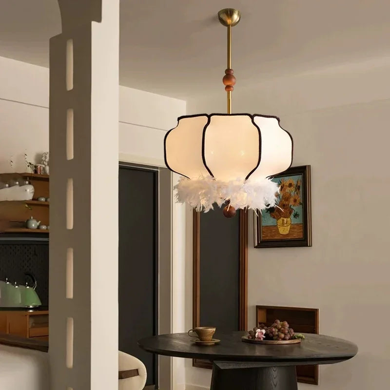 Vintage fabric wabi sabi chandelier for retro interior decoration