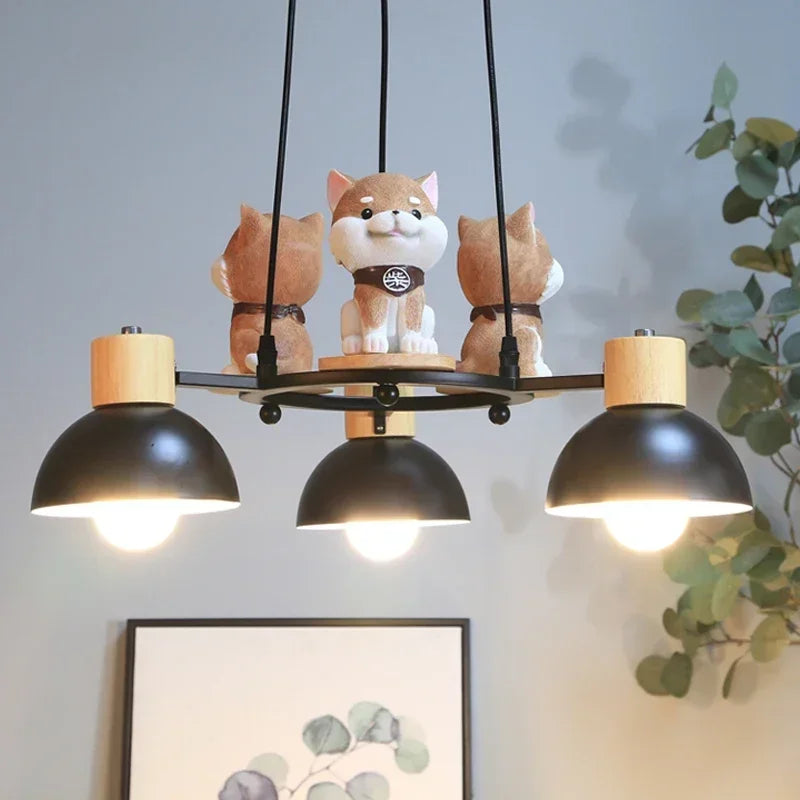 Puppy-shaped chandelier for children's room décor