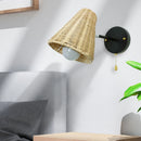 Retro rattan wall light minimalist hand-woven indoor decor