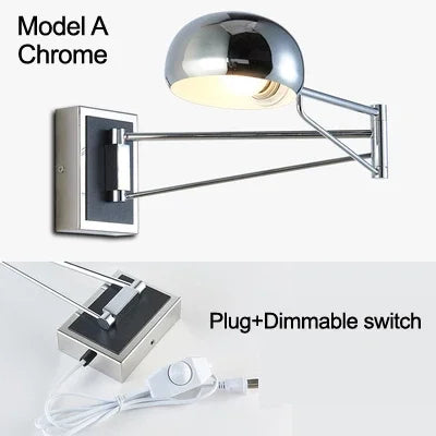 Modern adjustable retractable wall light with dimmable LED - vue 12 sur 17