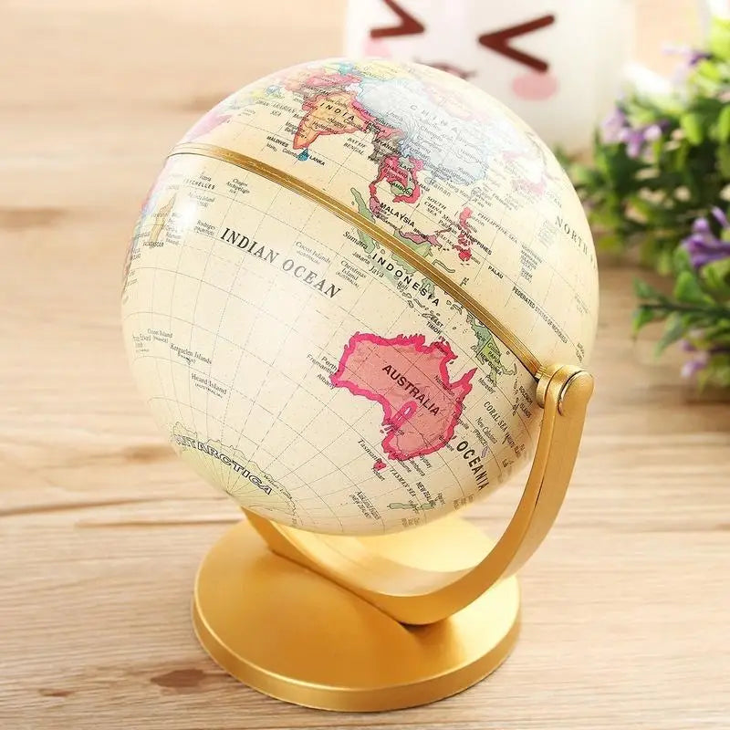 Set of 2 Retro Educational Rotating Globes for Desk and Decoration