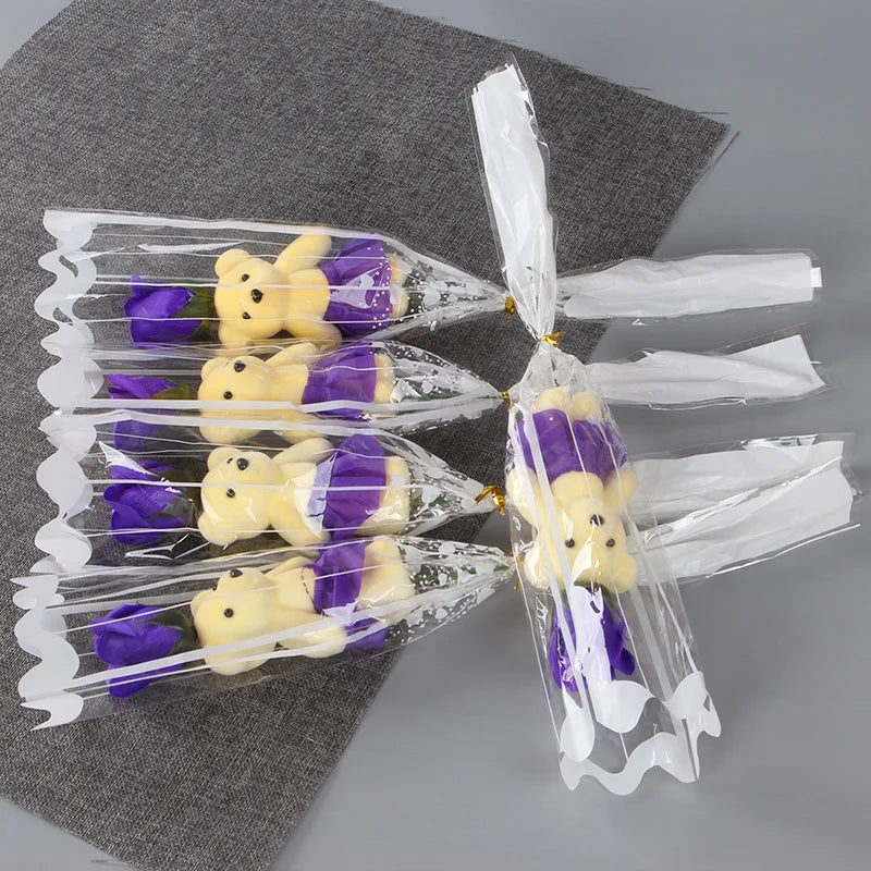 Soap rose bouquet with teddy bear for birthdays and valentine's day - vue 3 sur 11