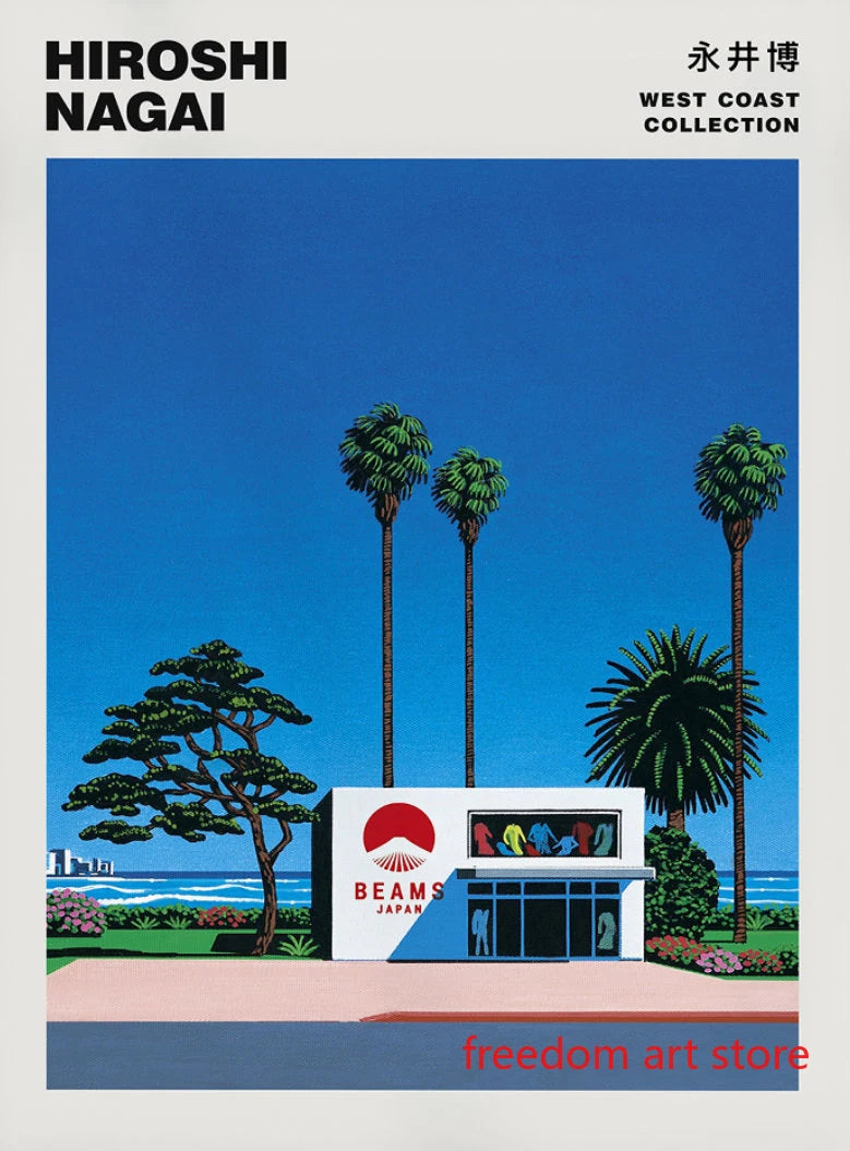 affiches vintage japonaises de hiroshi nagai style vaporwave décor mural