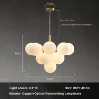 Nordic copper and glass designer LED chandelier