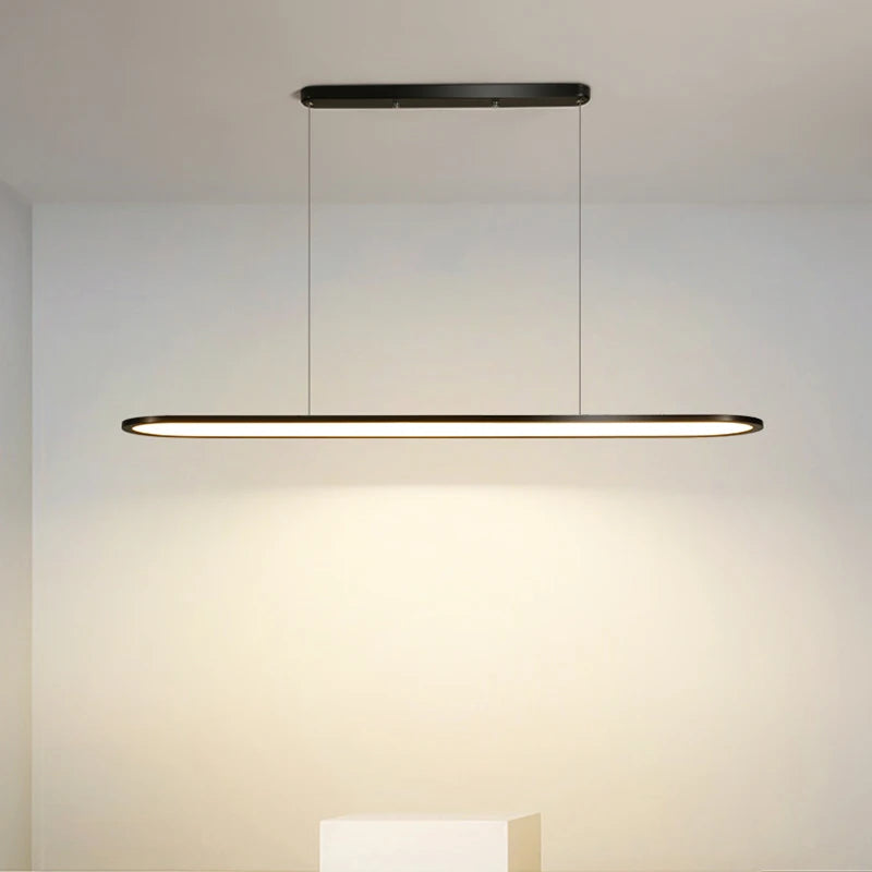 Modern nordic simple rectangular LED chandelier for bar - vue 3 sur 22