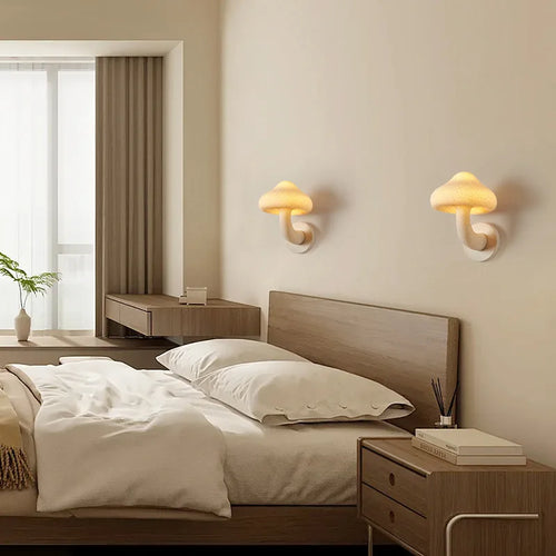 Cream mushroom wall light nordic designer indoor outdoor - vue 4 sur 5