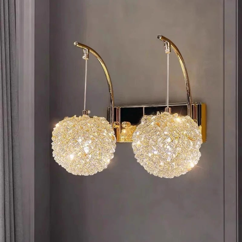 Elegant nordic crystal LED wall light