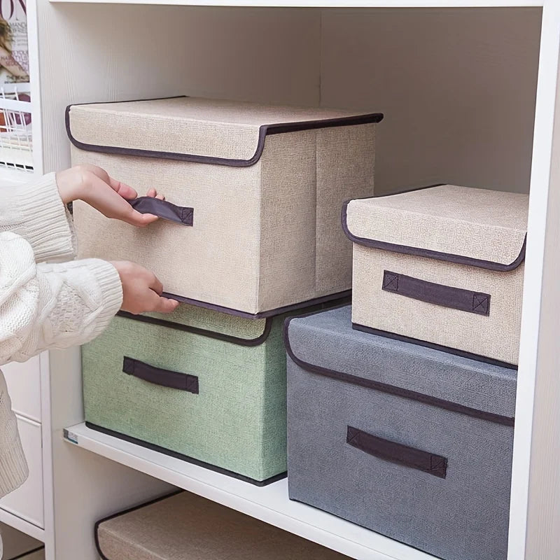foldable fabric storage box with dust cover