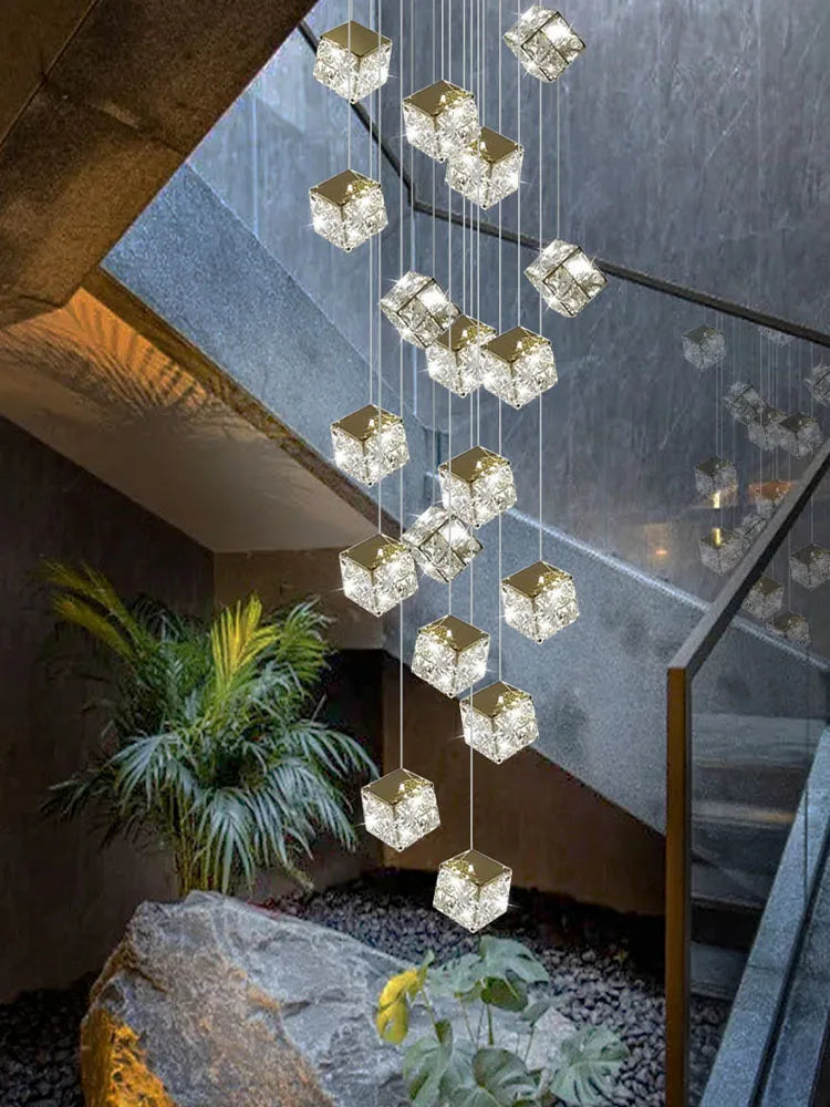 Modern square crystal chandelier for designer lighting