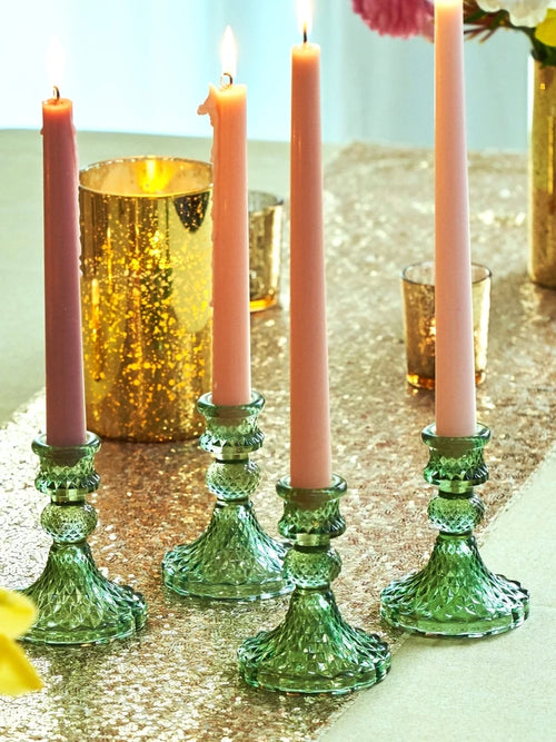 Crystal glass candle holders for festive table decorations - vue 4 sur 8