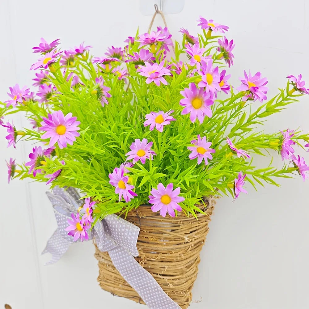 Artificial flower basket spring wreath for Easter decoration - vue 5 sur 10