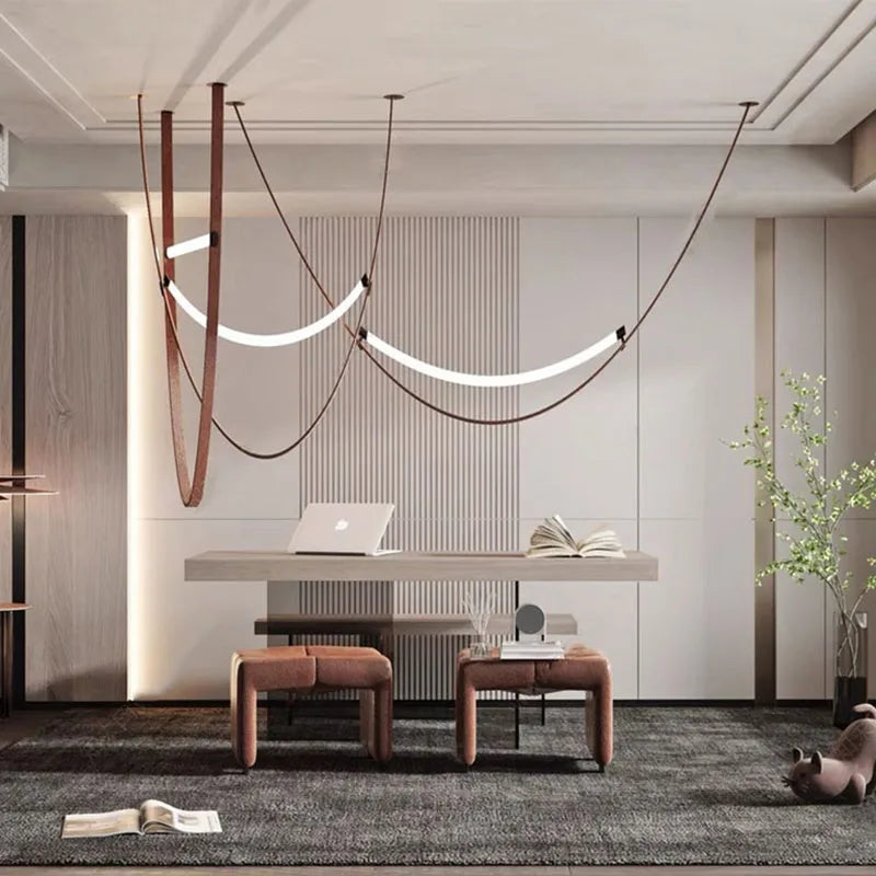 LED chandelier in silicone and artificial leather for hotel