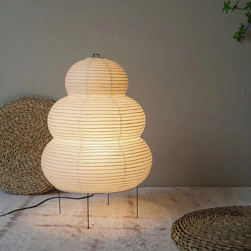 Japanese style rice paper tripod table lamp, creative desk lamp for living room, study, or bedroom, E27