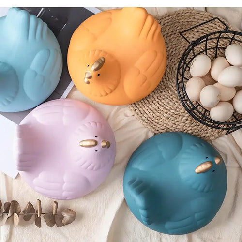 Ceramic Egg Storage Basket, Living Room, Fruit, Garlic, Hollow Metal Hen Shaped, Kitchen Organizer - vue 6 sur 14
