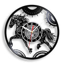 horse vinyl wall clock equestrian decoration handmade unique gift