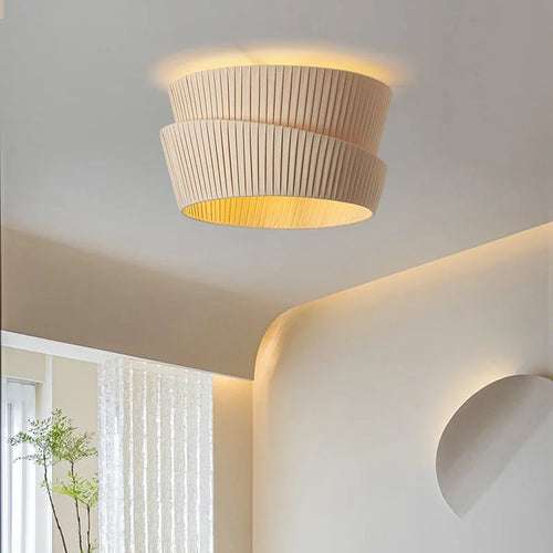 Minimalist handmade fabric chandelier wabi sabi style - vue 3 sur 14