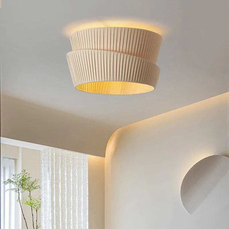 Minimalist handmade fabric chandelier wabi sabi style - vue 3 sur 14
