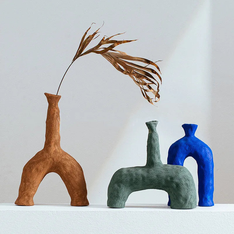 abstract ceramic vase for modern floral decoration