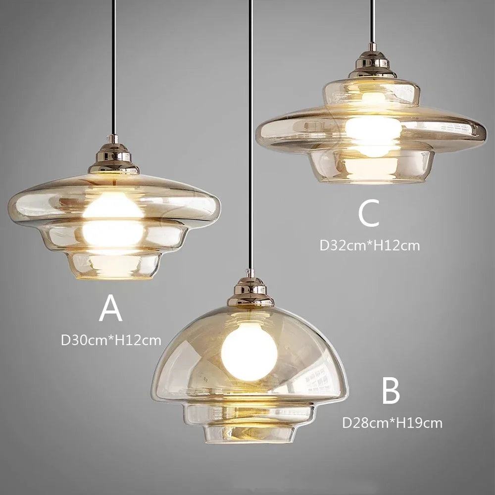 Retro glass pendant light for modern decor - vue 4 sur 9