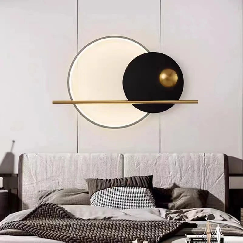 Minimalist LED wall light with ring for restaurant